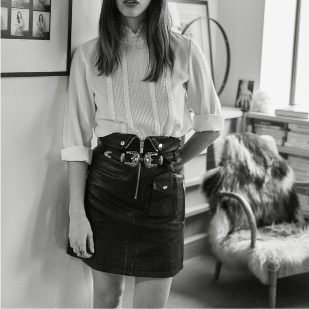 [sold] The Kooples denim western belt skirt